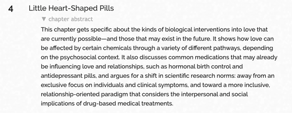 A major thesis of the book is we should not just study individual-level effects of drugs on particular symptoms we intend to treat in clinical trials. Rather, we need to understand the full RANGE of effects drugs can have, including potentially harmful effects on relationships: