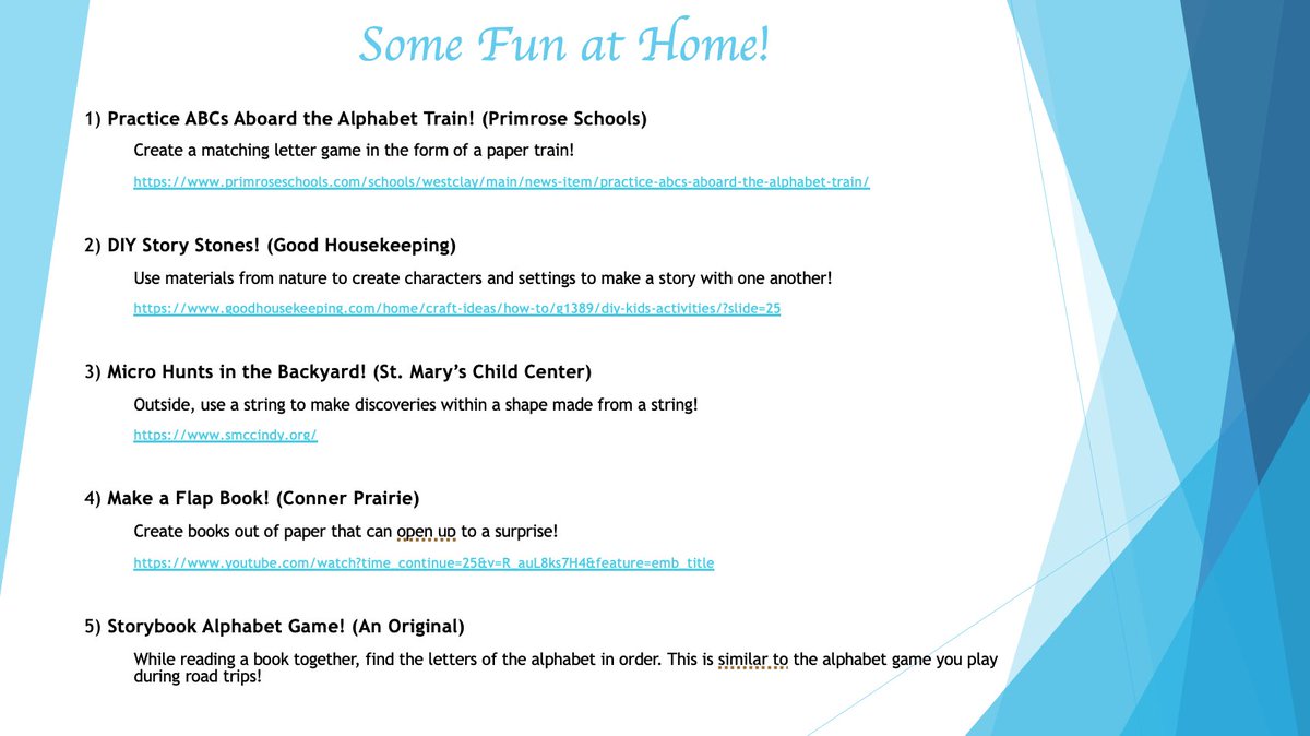 Ms_Martin4's tweet photo. On this day for the Week of the Young Child, here are some wonderful activities to do at home with young children! (Links for activities are in the comments!) @ButlerCOE #BUCOEIMPACT #ButlerECE @StMarysCC #WOYC20 https://t.co/Dxaz58ZEjq
