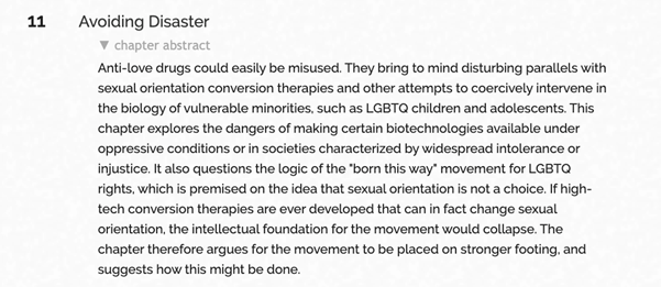 This points to important social & policy questions: Won't "Big Pharma" want to capitalize on people's insecurities around love & sex to pathologize ordinary human relationships (& heartbreak)? Will 'high-tech' gay conversion therapies be developed? These are HUGE worries ...
