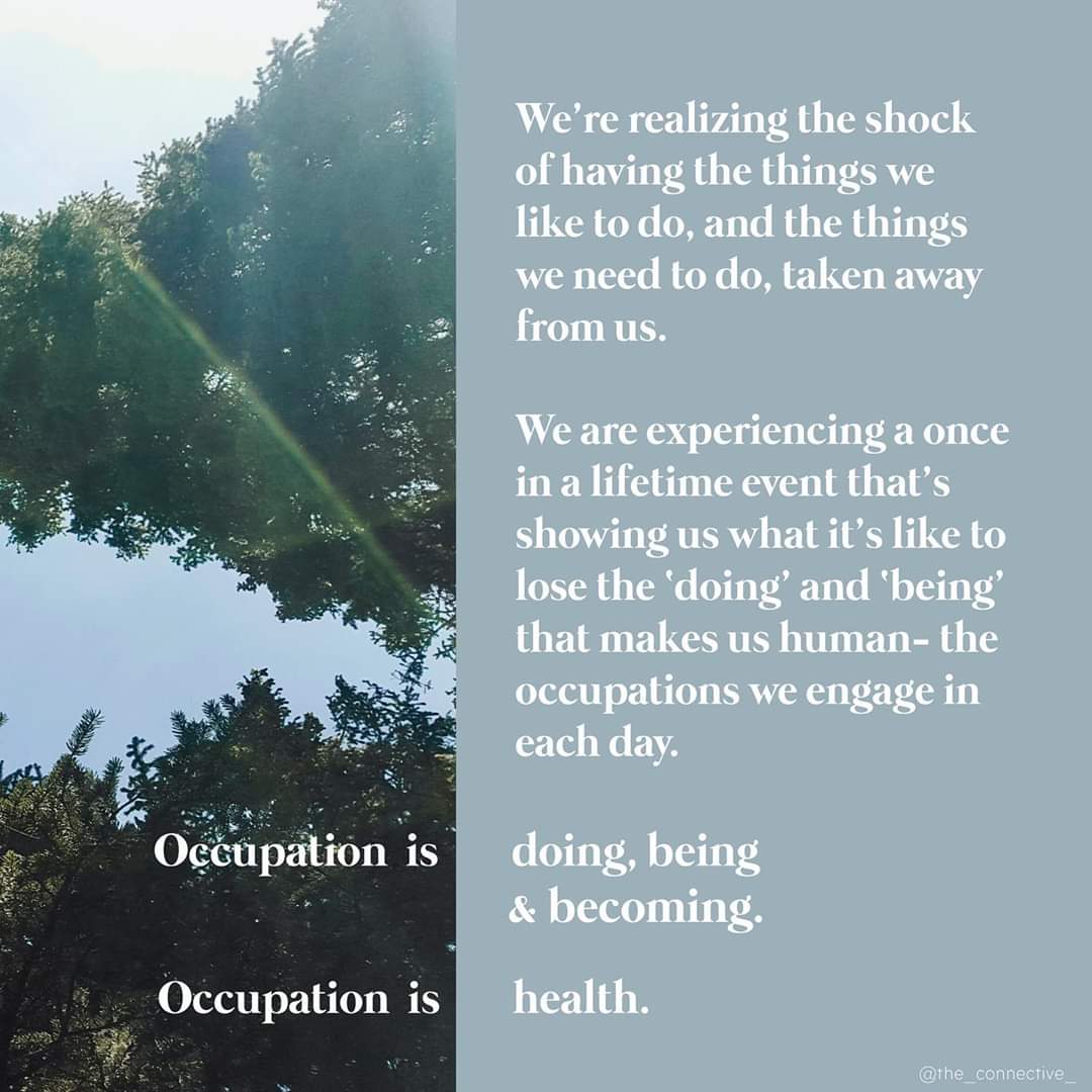 HannahKeatingOT's tweet photo. Found a fantastic (and pretty) graphic about OT in the current situation and I love it! 💚 #OT #occupations #doingbeingbecoming #occupationaltherapy https://t.co/hvxFfjNqLr