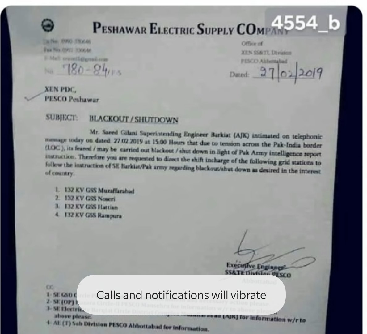 9. Why would you Black out the whole area? The following image contains the Order given to blackout many sectors in PoK.