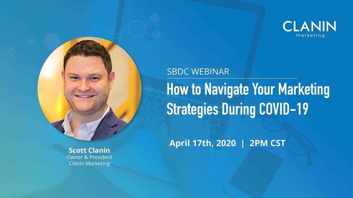 Join @scott_clanin along with the @CUSBDC this Friday, April 17th for our free #marketingwebinar discussing ways to navigate your marketing strategies during #COVID19. We hope you can join us!

Register here: tinyurl.com/vxwxyl9