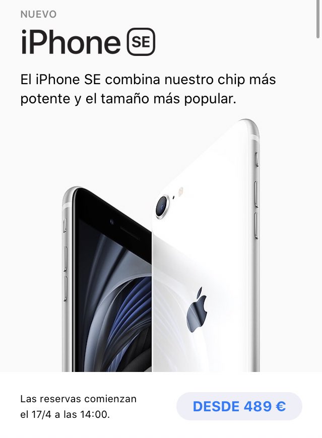 Apperlas's tweet photo. Ya está aquí el nuevo #iPhoneSE  a partir de 489€ https://t.co/Ym0YakkGWh