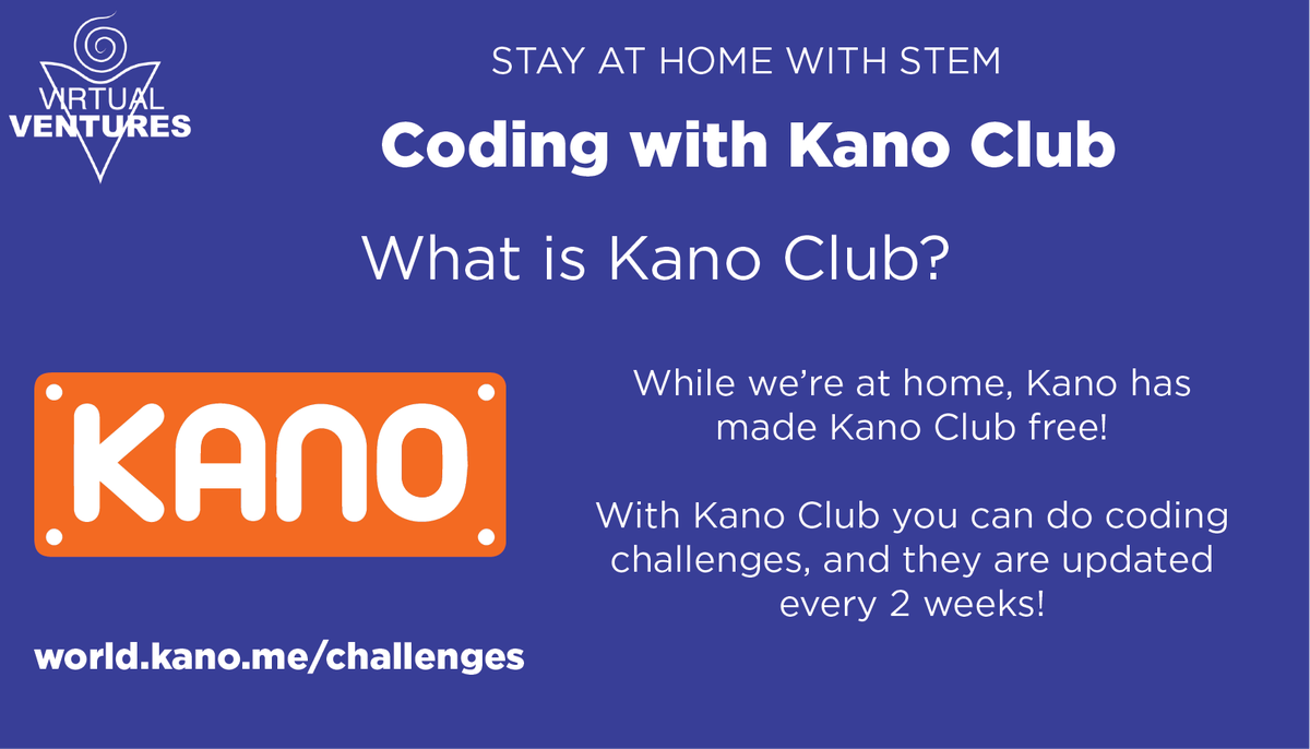 virtualventures's tweet photo. Check out Kano Club - they've unlocked all their club projects while we're all at home! So many great resources to make art, games, music and more with code! #StayAtHomeWithSTEM
https://t.co/P5immeNPSq https://t.co/KIi9XSUUs4
