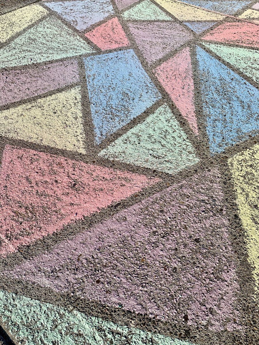 AMolerus's tweet photo. Provocation for student inquiry: a sidewalk covered in geometrical shapes. @ibpyp @mathsenvie @mathsenvie3 #defigeometrie #defiart #remotelearning #homelearning #ibteacher #inquirer https://t.co/5sRMmvo92E