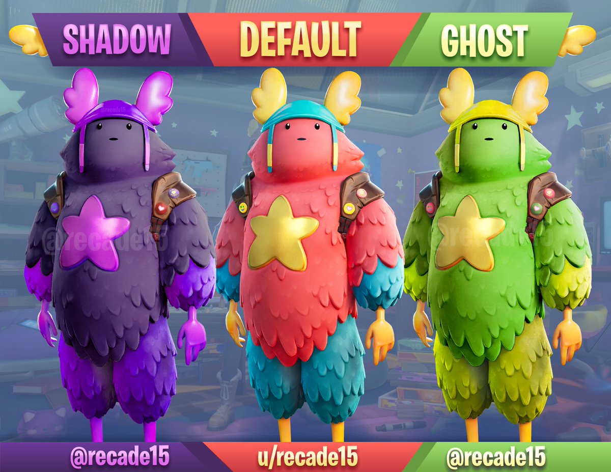 Recade15's tweet image. As soon as I saw Guff leaked today I got the idea of him having a Ghost and Shadow style like Ollie, Skye's glider

Here's what I imagine his styles would look like! :D

This was a faster concept than usual but likes, retweets and comments are appreciated as always!