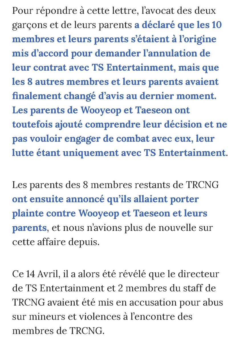 TRCNGFrance's tweet photo. 🌐
→ 200415, #TRCNG #TSENT

« Le directeur de la TSEnt et 2 membres du staff vont être poursuivis en justice pour abus sur mineurs »

©: @TRCNG_official @K_GEN_france
ⓣ: #티알씨엔지 #kgen  
🇫🇷: @TRCNGFrance, Areum https://t.co/bndV4I0rbb