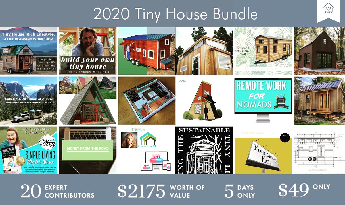 TinyNestProject's tweet image. 3 days left for the tiny house bundle sale! Only happens once a year so make sure you check it out if you are thinking of going tiny!
tinynestproject.com/bundle2020/
