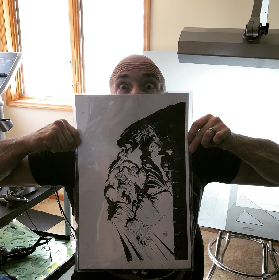 Im new here ... My first tweet need to be with my favorite art in the OA collection today DKIII #4 ORIGINAL art cover from the great!! <a href="/GregCapullo/">Greg Capullo</a> 
Thank you <a href="/JamieCapullo/">Jamie Capullo</a> for help me!!!
Stay safe guys!