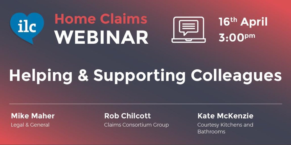 Don't miss the next <a href="/iloveclaims/">I Love Claims</a> webinar with our Lead Trainer Rob Chilcott joining Mike Maher and Kate McKenzie talking about the current challenges and how we can all work together to support each other

🕒 3pm, 16th April  
  
Register for free here: lnkd.in/dTux2qm