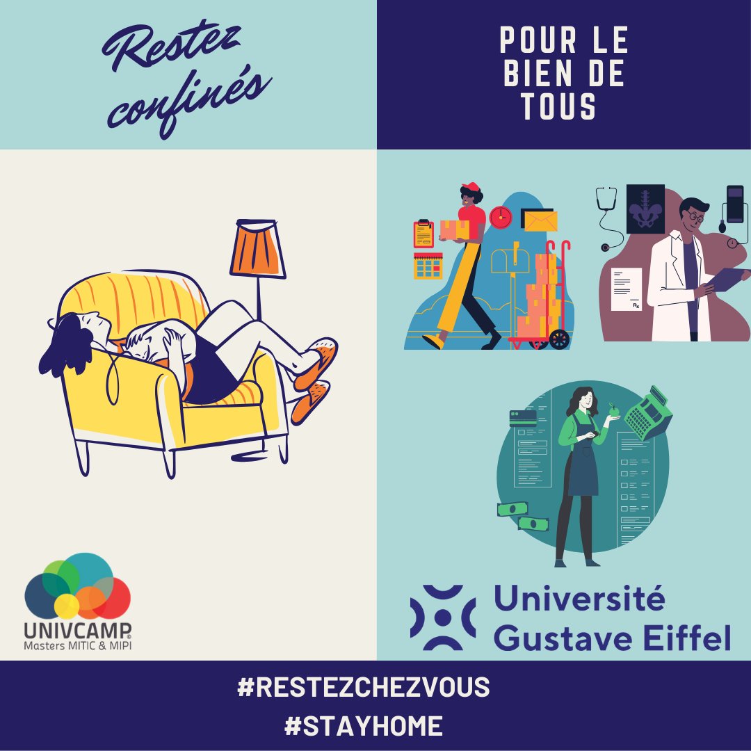 campusMIPIMITIC's tweet image. Prenons notre mal en patience et restons confinés pour le bien de tous. 
UNIVCAMP vous prépare un défi pour ce vendredi 17 avril, restez-connectés! 
 #tipi2020 #univcamp #universitégustaveeiffel #ifis #mis #innovation #immobilier #numérique
 #restezchezvous #onsadapte #Covid19