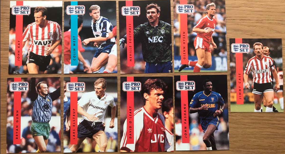 Pack 4 opened.  #ProSetChallengeKay  @SunderlandAFC West  @WBA Southall  @Everton Hysen  @LFCGunn  @NorwichCityFCElstrup  @LutonTown O'Leary  @Arsenal Fashanu  @AFCWimbledon Case  @SouthamptonFC