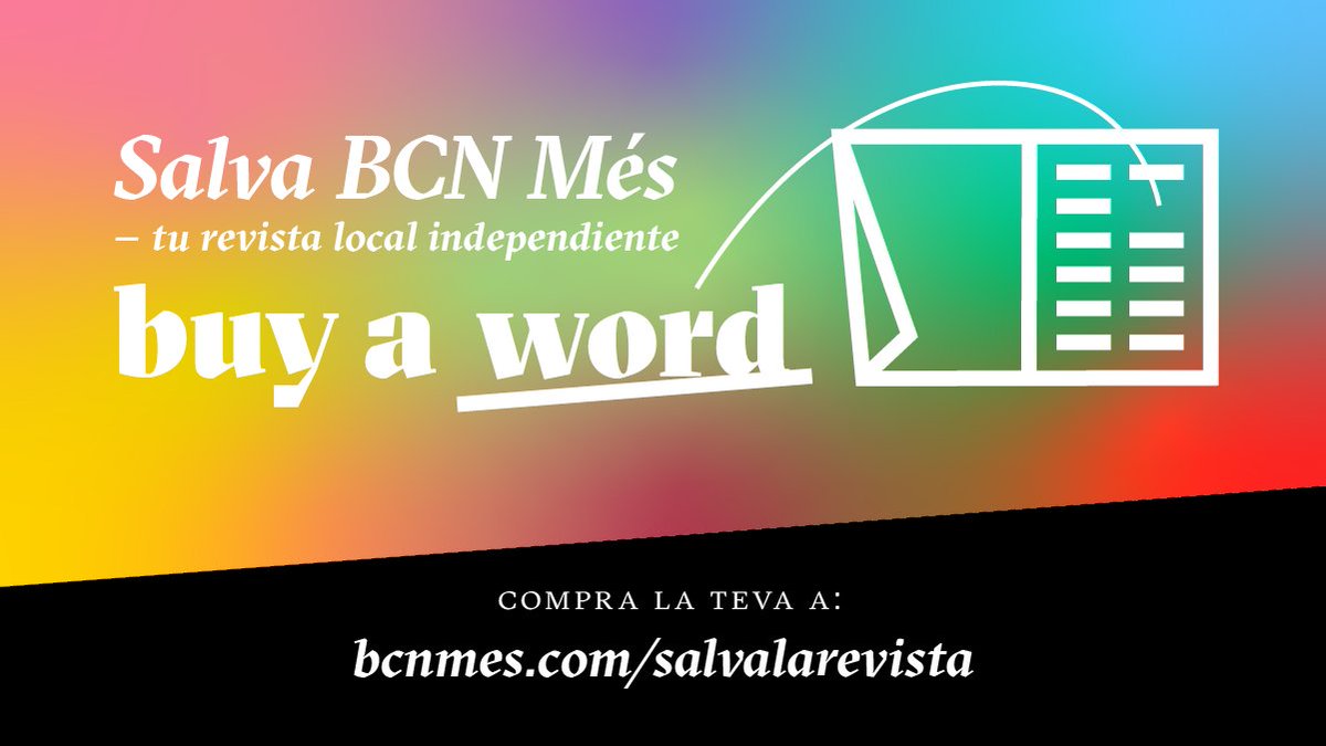 #BCNMés está sufriendo, como tanto pequeño negocio.
No queremos que acaben aquí 14 años de periodismo local e independiente 📰✊en #Barcelona y por eso os pedimos ayuda. 
📢 Compra una palabra (o muchas) y ayúdanos a seguir. 
👉 bcnmes.com/salvalarevista/
#SalvaBCNMés #BuyaWord