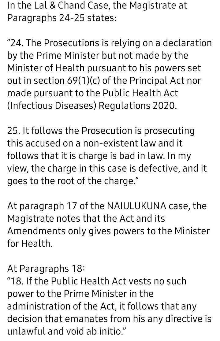 What a circus!At Paragraphs 18:“18. If the Public Health Act vests no such power to the Prime Minister in the administration of the Act, it follows that any decision that emanates from his any directive is unlawful and void ab initio.”Does this mean...