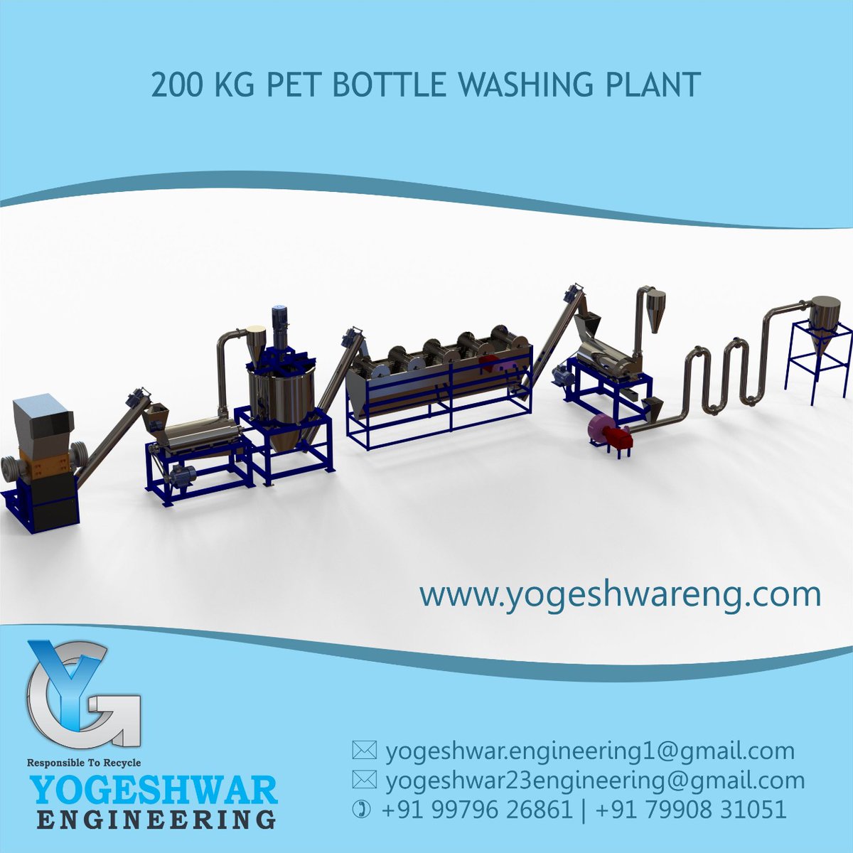 YogeshwarEngin2's tweet photo. Yogeshwar Engineering
https://t.co/hoxoSHj2MU
#AutomaticPetbottlewashingplant #PETFloatingTank #PETCrystallizer #PPFloatingTank #AirBlower #PETWashingLine #PETWashingPlant #CycloneDustCollector #PETGrindingMachine #PlasticDryerMachine #PreWashingMachine #WashingPlantControlPanel https://t.co/pEyWjOQgWq