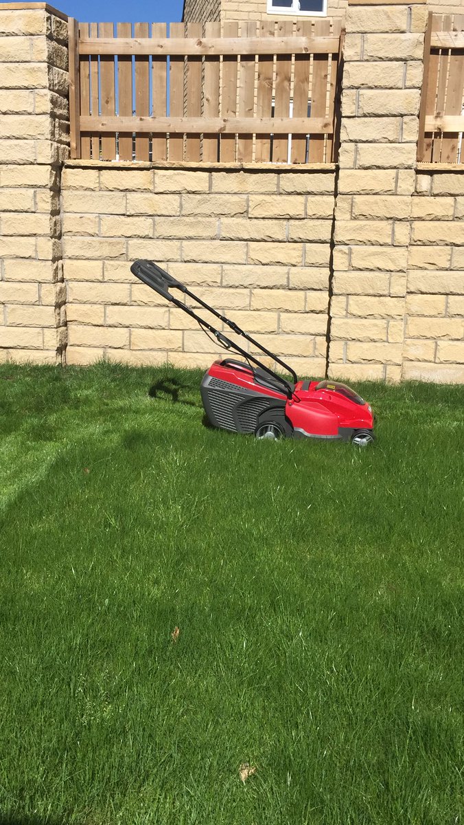 bourbizzle's tweet image. Last day of annual leave today and the new lawnmower has arrived- Ferrari red with what looks like a front diffuser- excellent! My first ever lawnmower