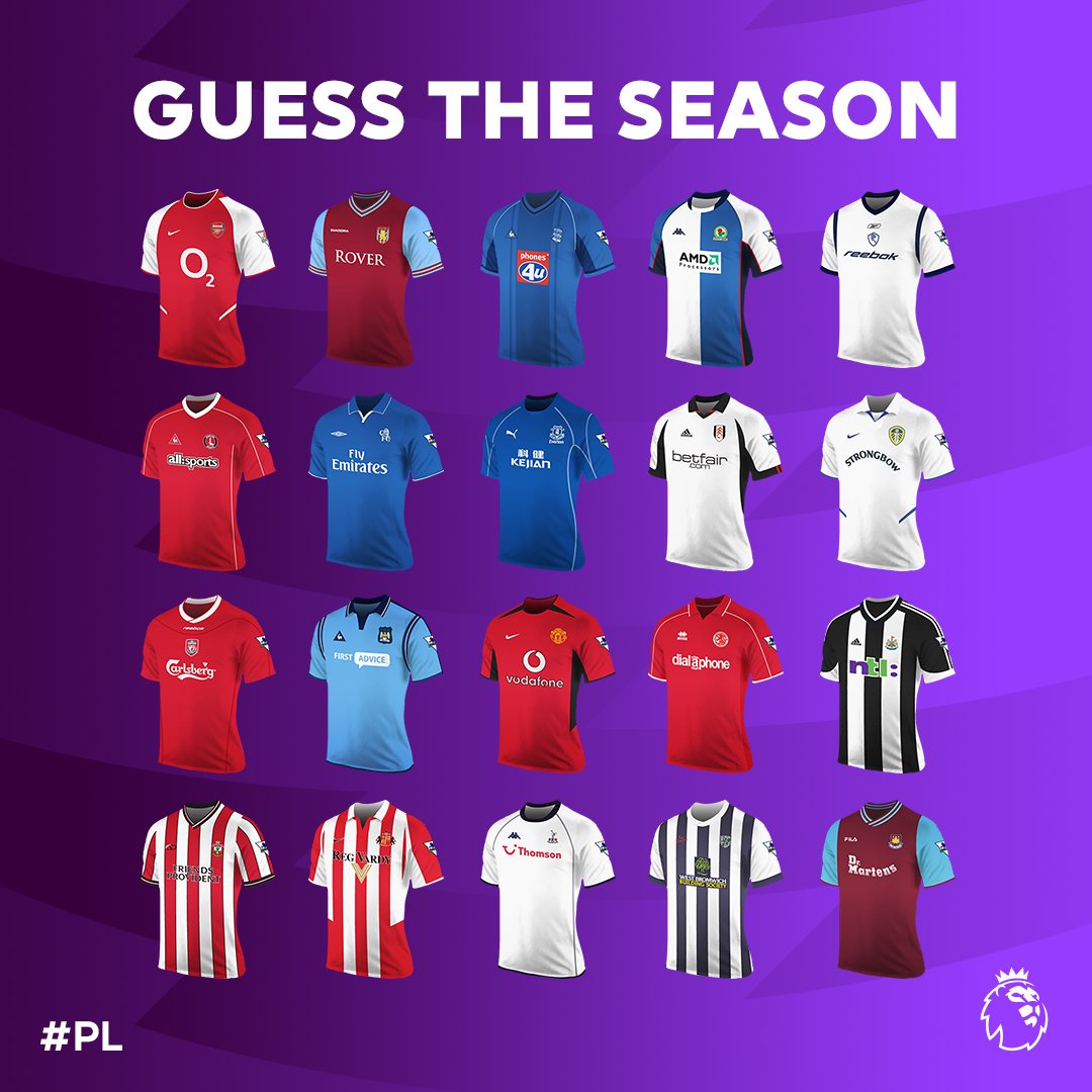 premierleague's tweet photo. 👕❓👕❓👕❓👕

Guess the #PL season 👇 https://t.co/6xX0wFpFXf
