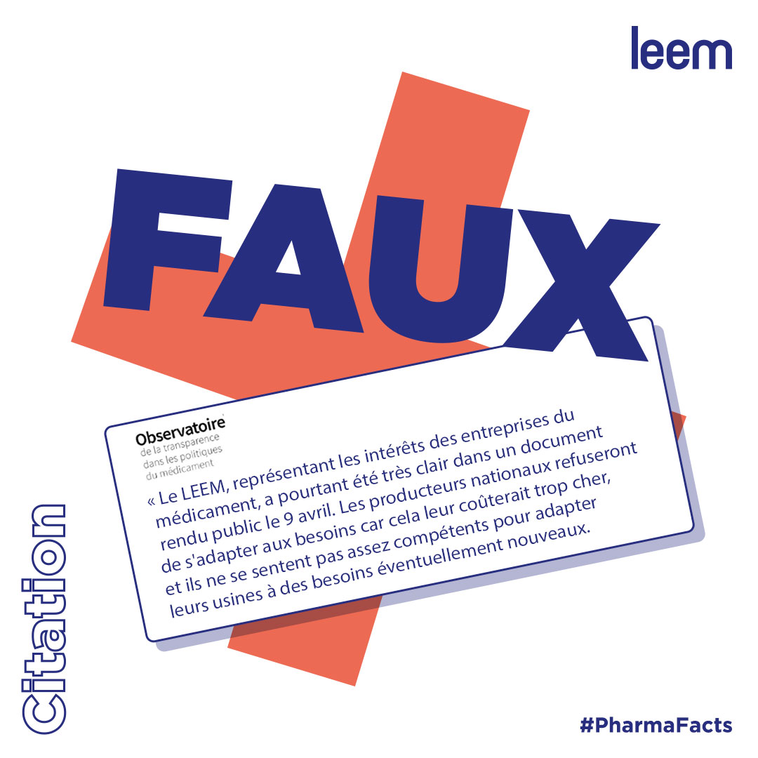 LeemFrance's tweet photo. [Carton rouge du Leem] Contrairement aux déclarations de @OTMeds: en cette période de pandémie, les industriels du médicament s'adaptent et accélèrent la production de #médicaments indispensables. #TousMobilisés #Pharmafacts #Covid19fr #Covid19france => https://t.co/SjYXAEXx8U https://t.co/HDwIc5dsBX