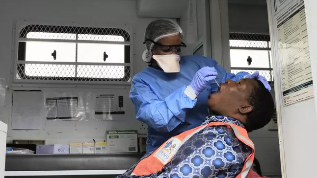 Gauteng Education MEC Panyaza Lesufi tested for Covid-19, looking Presidential, while urging people to test for the virus in Tembisa. Picture by Simphiwe Mbokazi of <a href="/IOL/">IOL News</a>  #flattenthecurve #Day20ofLockdown