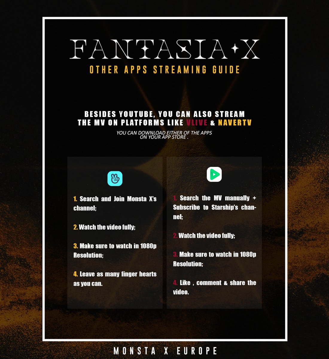  MV Streaming  VLive & NaverTV    You can find the links for the Apps here:  https://monstaxeurope.com/post/188518975444/mvstreaming #몬스타엑스    #MONSTA_X   #몬베베  #MONBEBE #판타지아엑스  #FANTASIA_X @OfficialMonstaX