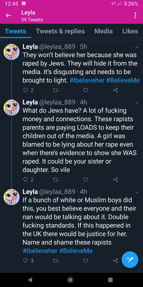 Sp00kyDuck's tweet photo. Imagine being this much of a disgusting antisemite, who thinks it's OK to try and turn the inspiring story of a woman fighting for justice, into an excuse to publicly hate on Jewish people! 🤮 #antisemitism #Ibelieveher #cyprusrape https://t.co/aTSIW4Si6l
