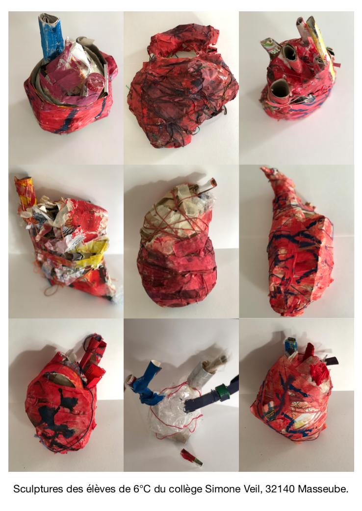 Projet SVT et Arts plastiques : sculptures des élèves de 6eme C du <a href="/CollegeMasseube/">Collège Simone VEIL</a>. Un travail collaboratif pour de belles créations.  Merci aux élèves et aux professeurs pour ce beau travail.