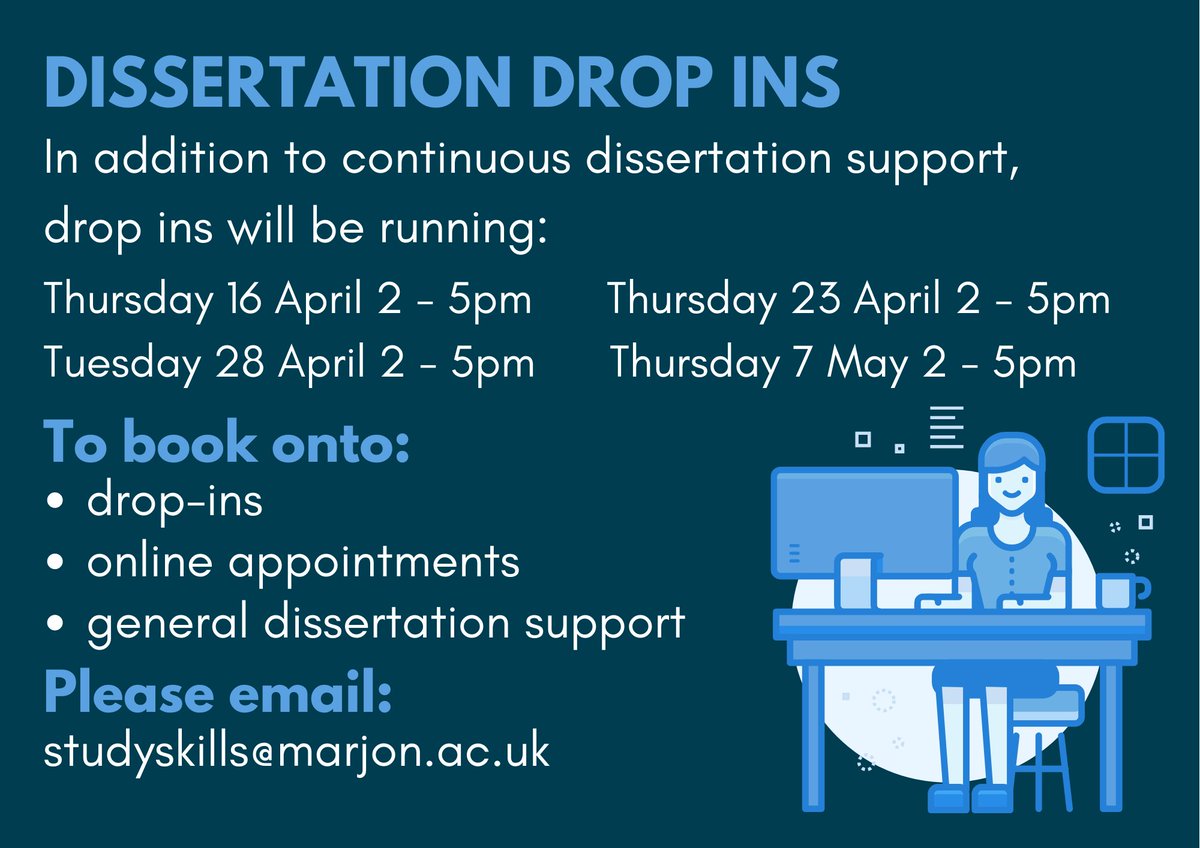 MarjonStudy's tweet photo. In addition to our continuous dissertation support,we are also running Dissertation Drop ins. Get in touch with your dissertation queries or book an appointment via studyskills@marjon.ac.uk https://t.co/stcfH64Rbo