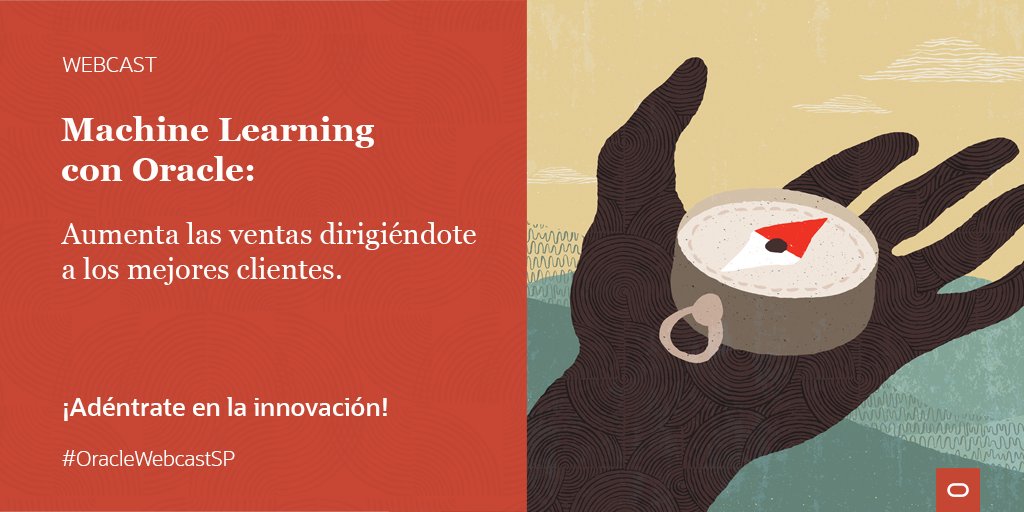 rodriguezhernan's tweet image. Con  #MachineLearning se puede analizar automáticamente los #datos de clientes para encontrar patrones y hacer predicciones.

En este #OracleWebcastSP podrás ver de forma práctica como aumentar tus ventas dirigiéndote a los mejores clientes.

bit.ly/2UqpTwi

@Oracle_es