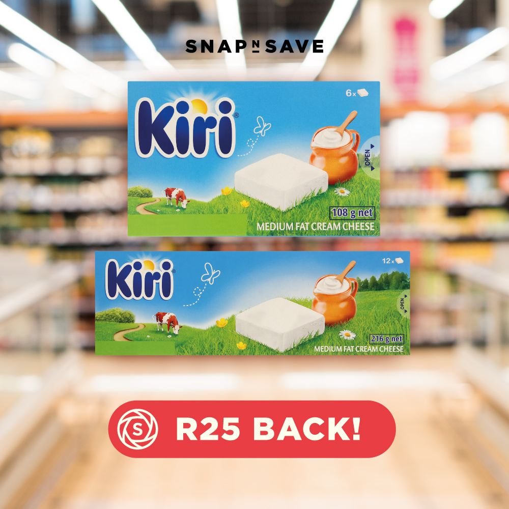 Say cheese! New Kiri Medium Fat Cream Cheese coupons available on SnapnSave SA's #1 cash back coupon app: bit.ly/2V8Bpgc
#WeGotYourCashBack #SnapOnlineSlips #StayHome