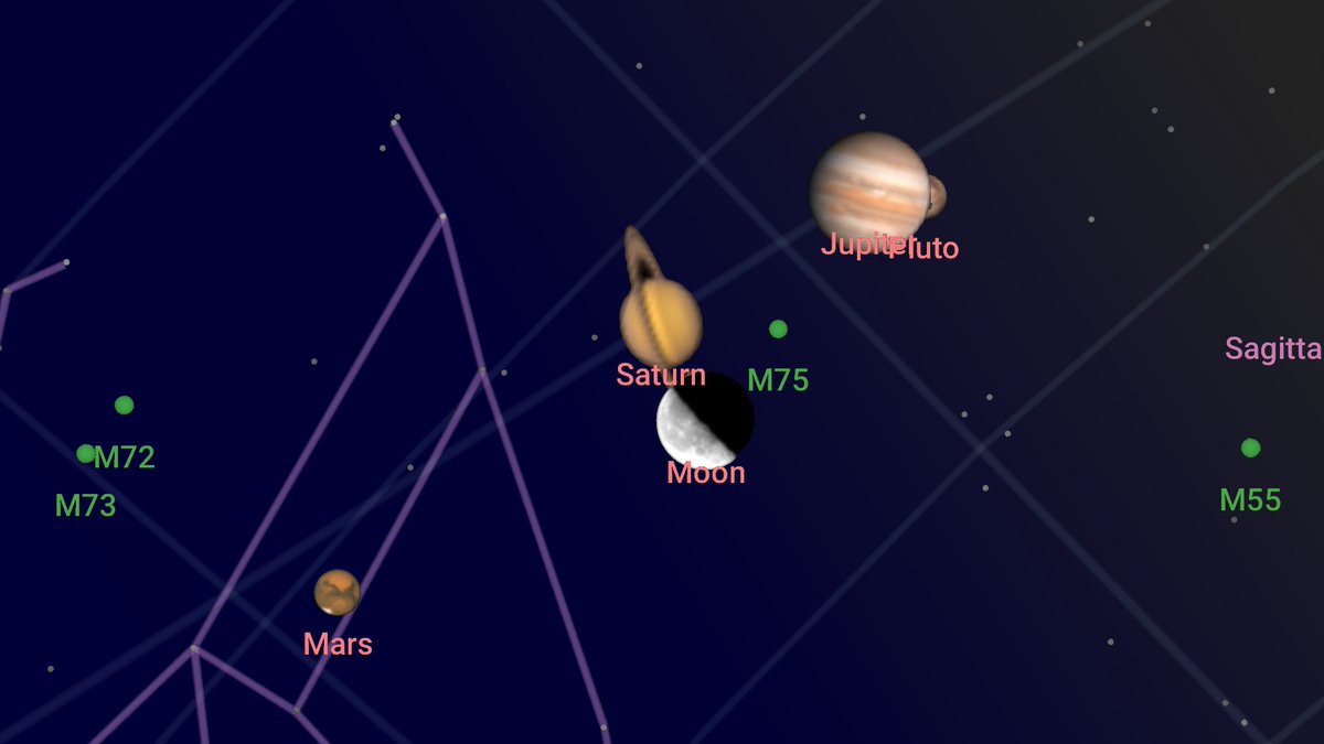 JasonStiff's tweet photo. A #beautiful #Wednesday morning sky! #Mars, #Saturn & #Jupiter from left to right, with the #Moon under Saturn & #Pluto hiding behind Jupiter! @JasonStiff has your complete 7-day #weather #forecast here on #Earth starting at 5AM on #KEYT 3, #KCOY 12 & #KKFX 11!
#astronomy #space https://t.co/dBcC4z2oBW