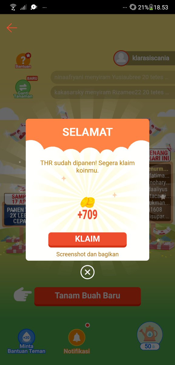 Klarasisca's tweet photo. Sudah keempat kalinya panen di shopee. Thankyou @ShopeeID 🥰 #ShopeeTanamTHR10M #ShopeeDariRumah https://t.co/9KYYtmLCp0
