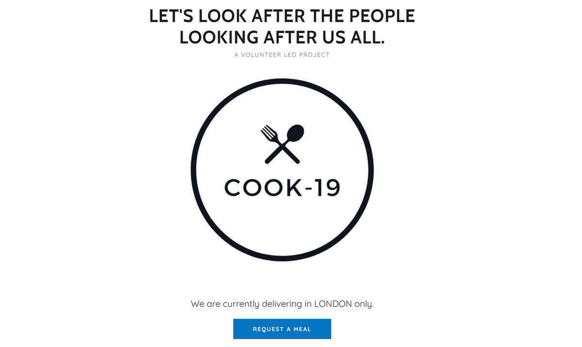 DonateCook19's tweet photo. If you are currently working for the NHS and self-isolating in London, you can request delicious home-cooked meals from our team of volunteer chefs to be delivered to your home. Just click 'Request a meal' on our website: https://t.co/Ub6fzLhBI1 https://t.co/QxXqKnMxCF
