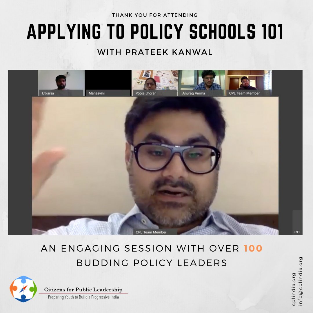 CPLFellows's tweet photo. On Monday, 13th April, we had an interactive session with our founder, @prateekkanwal on the key tenets of applying to University for higher education!

We want to thank the 100+ individuals who participated-
It gives us hope that India has aspirational future leaders

#CPLIndia https://t.co/d8SxhODTh1