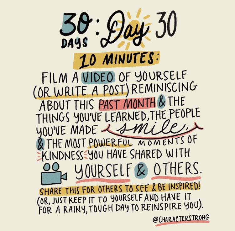 StuWester's tweet photo. 30 Day Reflection! How are you going to #MakeKindnessNormal #DeepKindness @BrooksWester https://t.co/5qUZm0hrQ1
