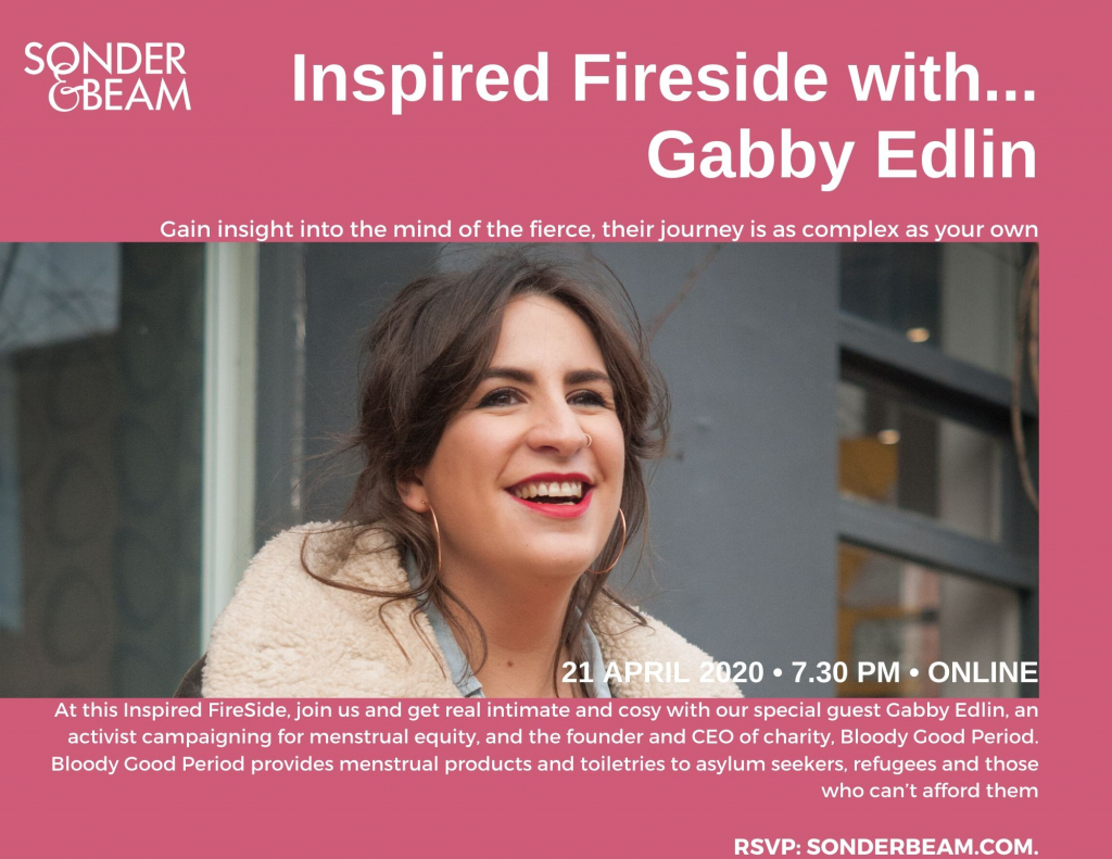 Sonder & Beam (@sonderandbeam) on Twitter photo So bleeding excited to be interviewing Gabby Edlin, founder of <a href="/bloodygood__/">Bloody Good Period</a>, next week for our Inspired Fireside Chat! #endperiodpoverty
🩸🩸🩸
To join our digital event just head to our events page. Not a member? Grab a free guest pass.
sonderbeam.com/events/#!event… So bleeding excited to be interviewing Gabby Edlin, founder of <a href="/bloodygood__/">Bloody Good Period</a>, next week for our Inspired Fireside Chat! #endperiodpoverty
🩸🩸🩸
To join our digital event just head to our events page. Not a member? Grab a free guest pass.
sonderbeam.com/events/#!event…