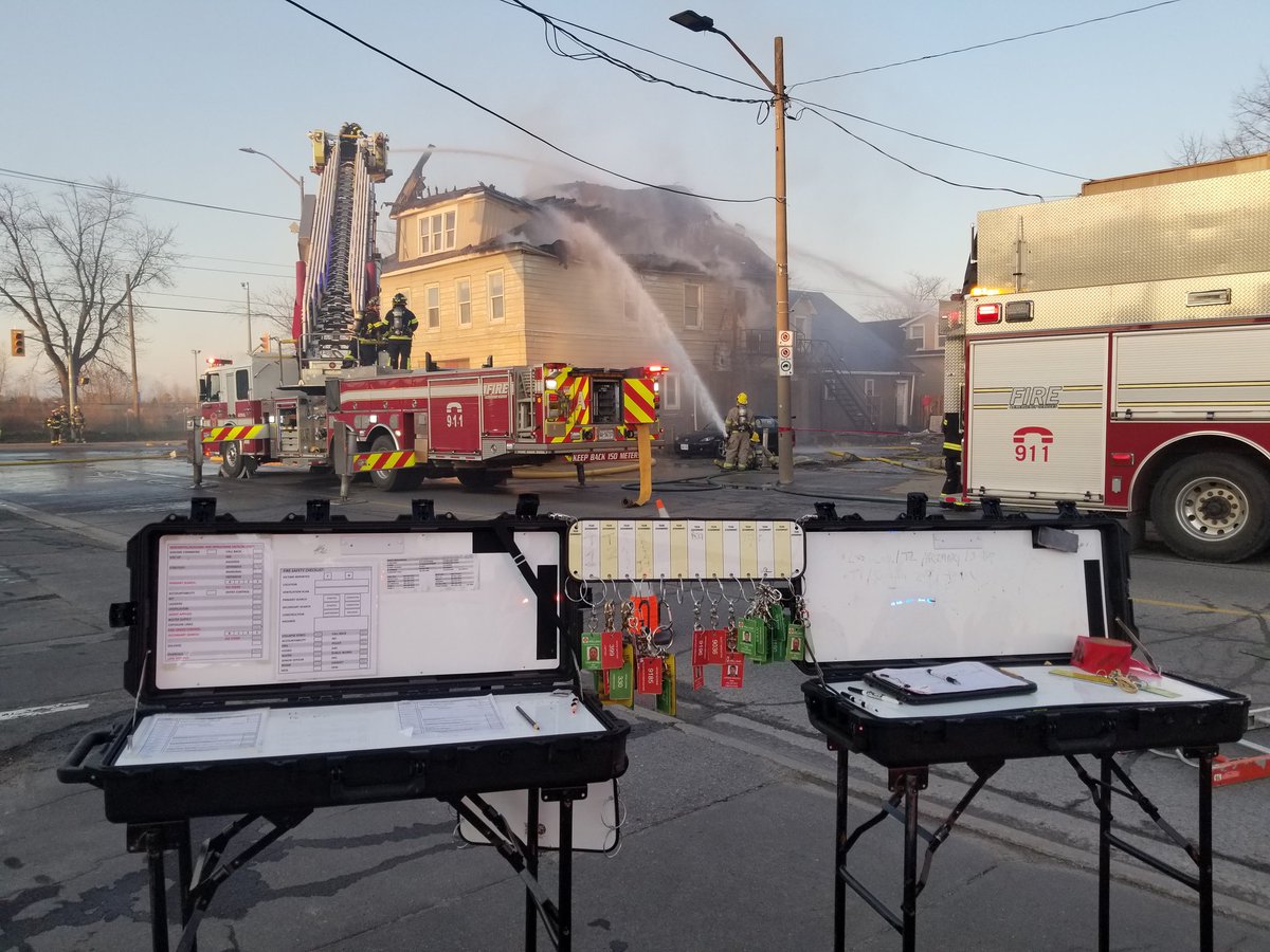 Welland King Street fire now under control. Fire prevention staff along with NRP detectives investigating. Ontario Fire Marshals Office has been contacted. Roads remain closed. Please avoid the area.