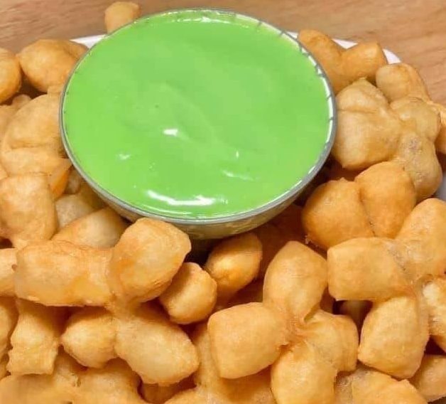 RESEPI BABY CAKOI SOS PANDAN KASTARDBAHAN BAHANDoh Baby Cakoi2 1/2 cawan tepung gandum1 sudu teh yis1 sudu teh gula halus1/2 sudu teh garam250 gm air suam