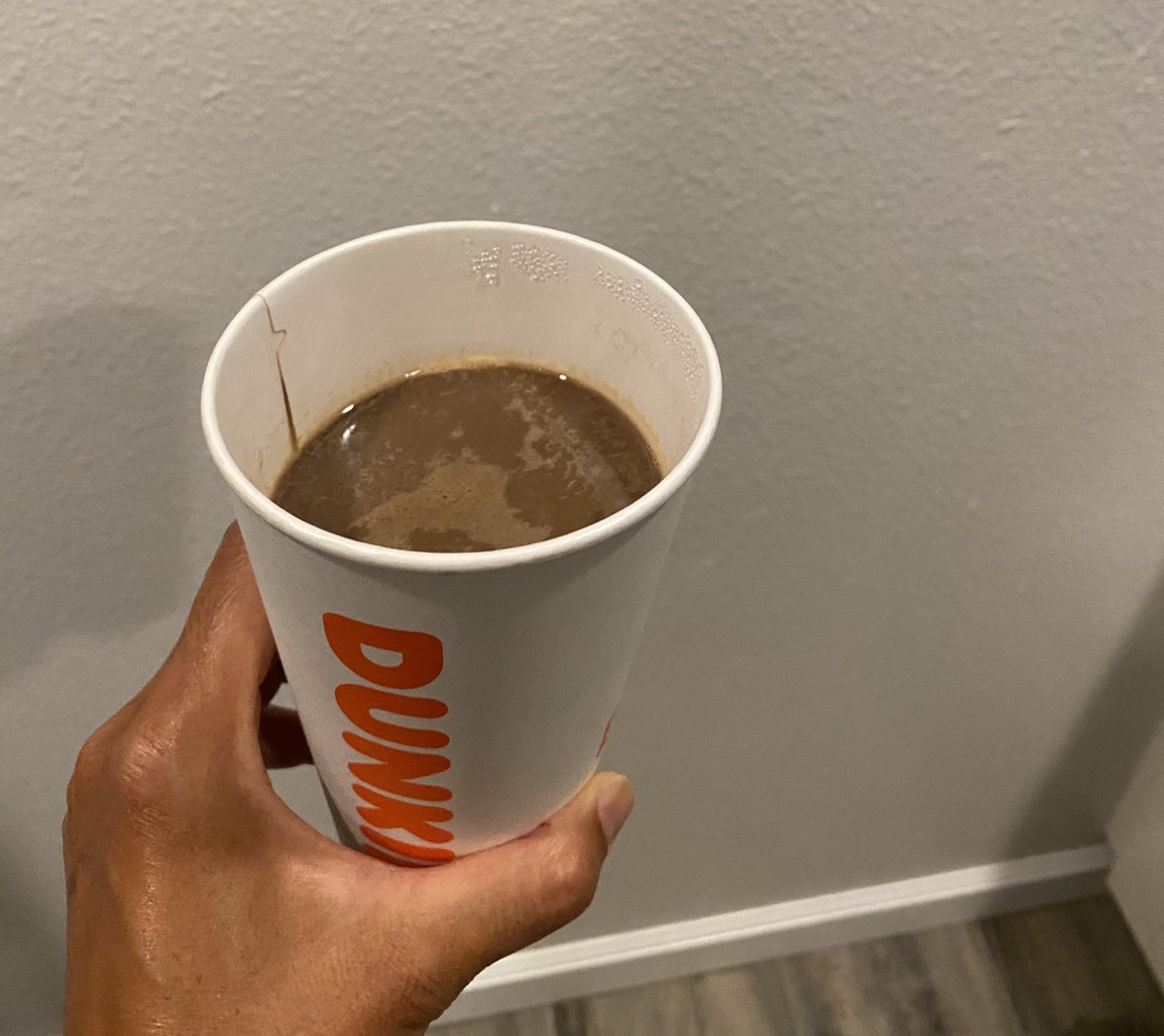 Chiko808's tweet photo. @dunkindonuts Really??!  This is how I start my #Wednesday #HumpDay #CupHalfFull https://t.co/Z5o2lD6hYg
