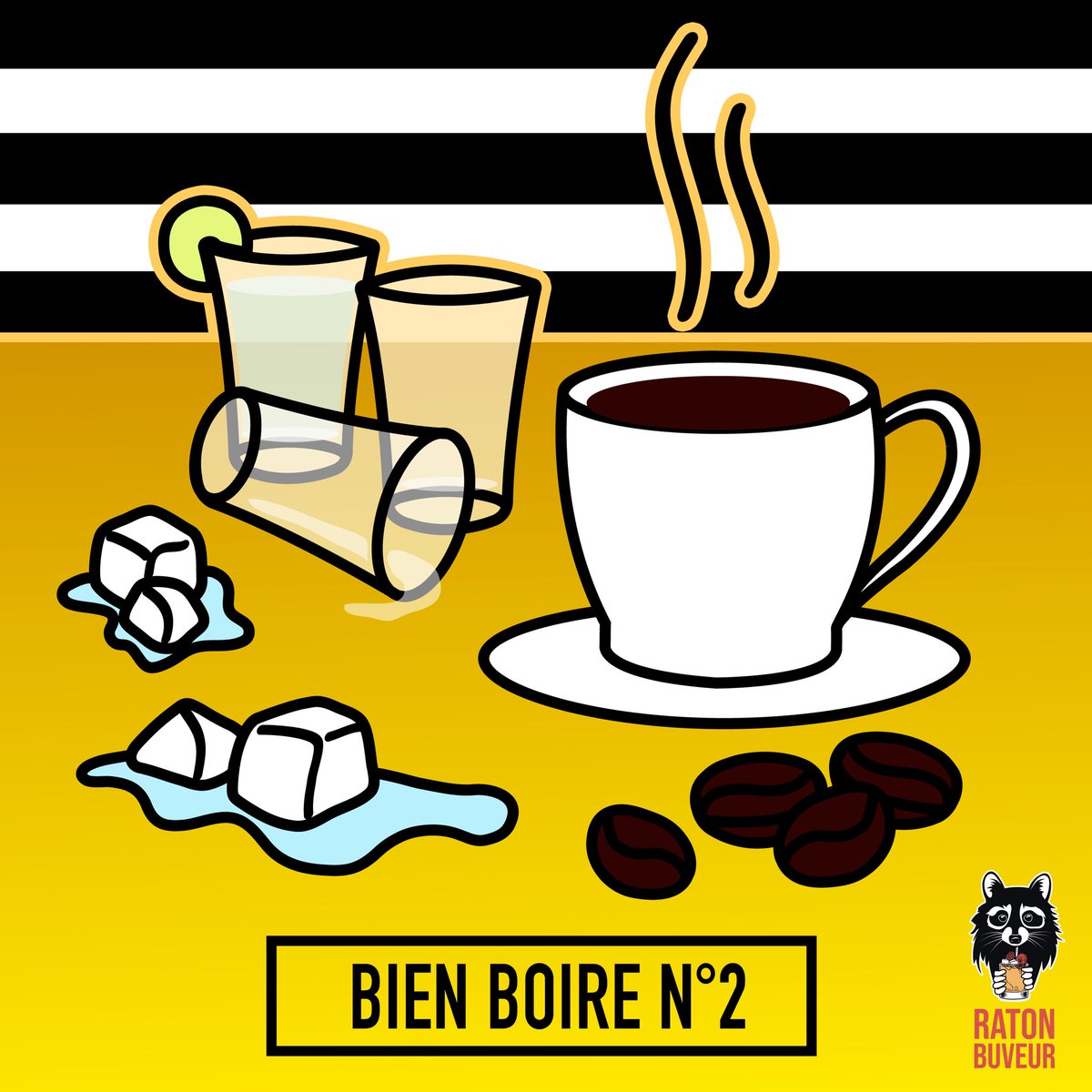 BIEN BOIRE. CONSEIL 2. Shots et café ne vont pas ensemble! La caféine réduit le sentiment d’ébriété mais du coup vous ne vous rendez plus compte de votre état! On devient plus excité et a une tendance d’avoir le comportement à risque. #bienboire #confinement #ratonbuveur