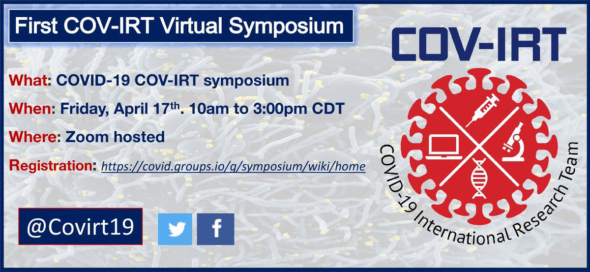 Todd J Treangen (@traingene) on Twitter photo Only two days to go until the 1st <a href="/Covirt19/">COV-IRT</a> #COVID19 virtual symposium! Taking place this Friday, April 17th. Event features 14 talks spanning multi-disciplinary COVID-19 perspectives. Register to attend for free at: covid.groups.io/g/symposium/wi…. <a href="/RiceCompSci/">Rice Computer Science</a> <a href="/RiceEngineering/">Rice Engineering and Computing</a> @RiceK2I Only two days to go until the 1st <a href="/Covirt19/">COV-IRT</a> #COVID19 virtual symposium! Taking place this Friday, April 17th. Event features 14 talks spanning multi-disciplinary COVID-19 perspectives. Register to attend for free at: covid.groups.io/g/symposium/wi…. <a href="/RiceCompSci/">Rice Computer Science</a> <a href="/RiceEngineering/">Rice Engineering and Computing</a> @RiceK2I