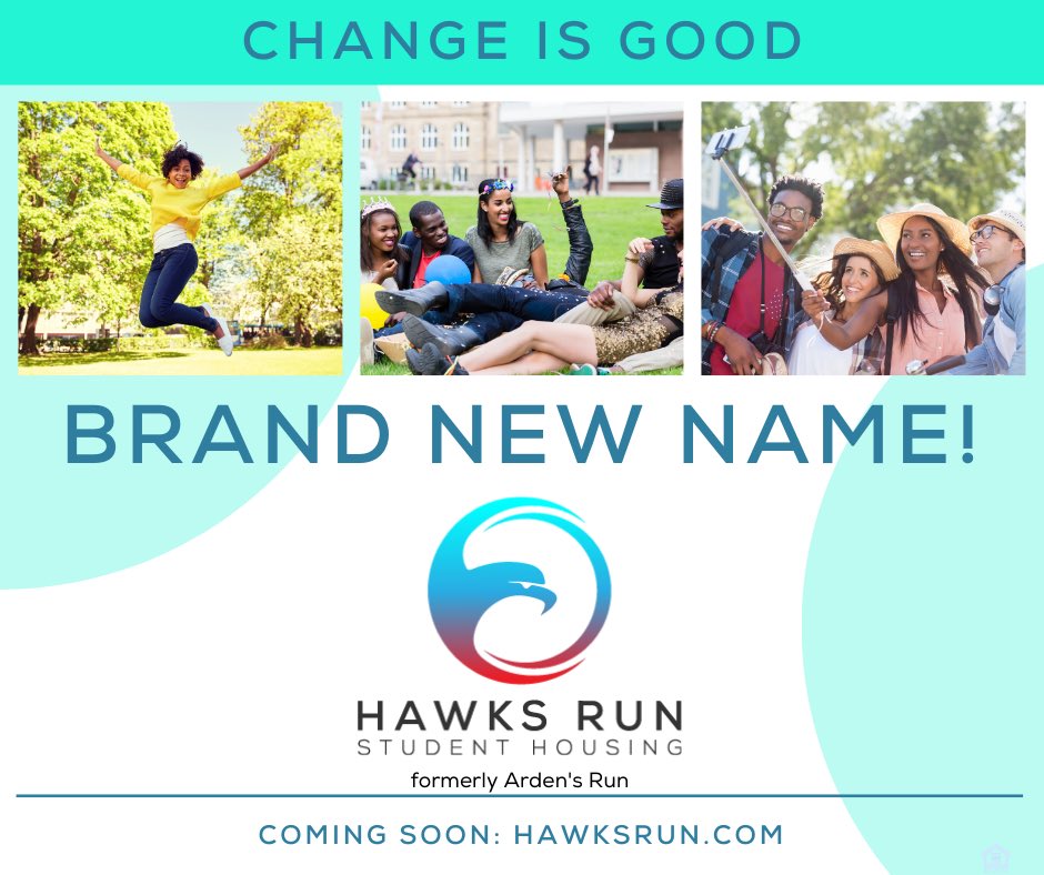 hawksrunapts's tweet photo. Change is good and we're  excited to announce our new name, Hawk's Run!

While phase 1 will be under new ownership starting this month, phases 2 and 3, buildings E, F, G, H, S, T, U and V will be under the same management but with a brand new name, focused on the students of UMES https://t.co/tUn1A8h35u