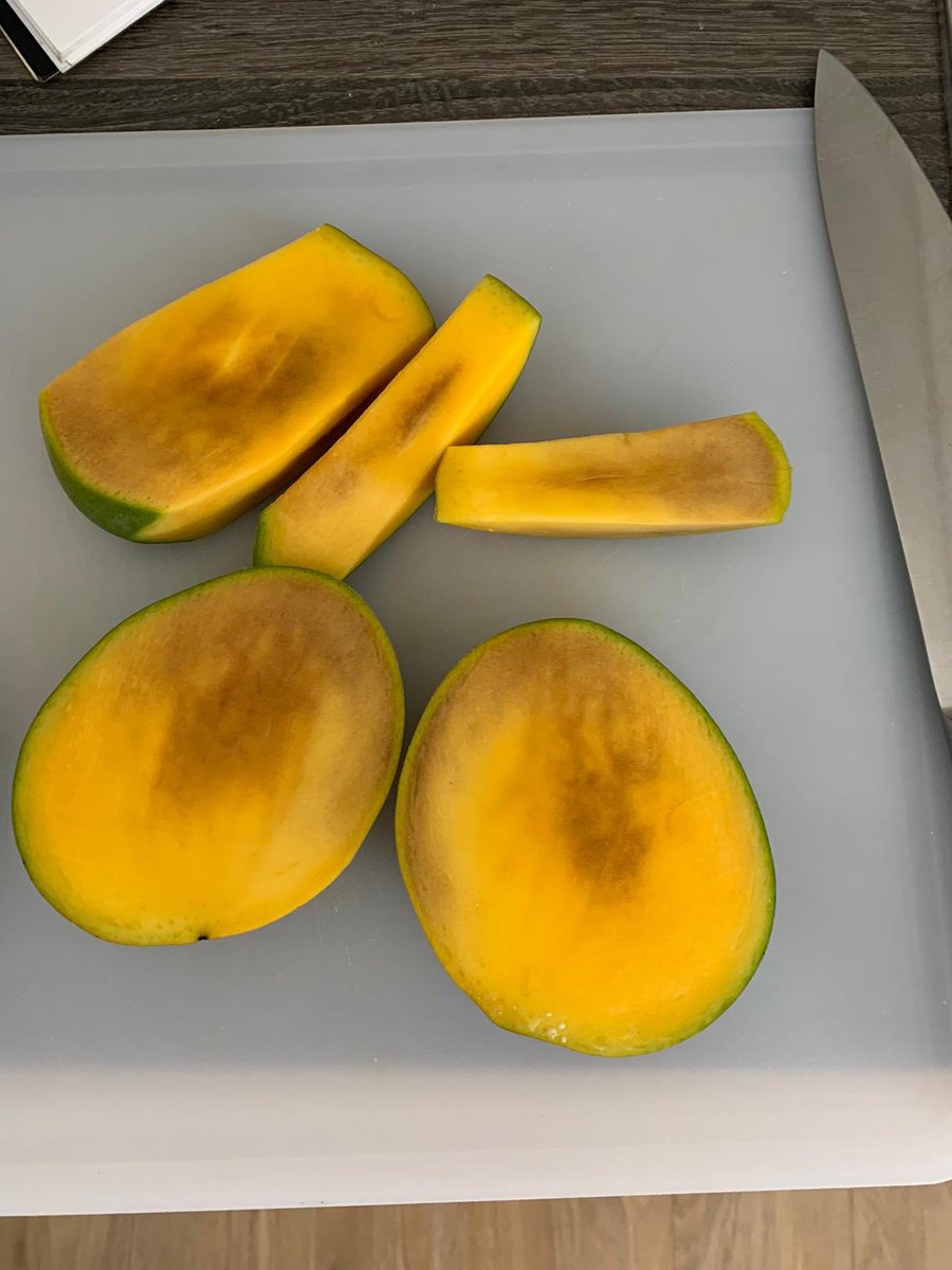 gregvears's tweet photo. @AldiUK purchased this 2 pack of mango yesterday (14/4/20) at your Crieff store in Scotland. Cut into one just now and it looks brown and not fresh, with still 2 days to go on sell by date. What do you suggest? https://t.co/CWYcVTOR77