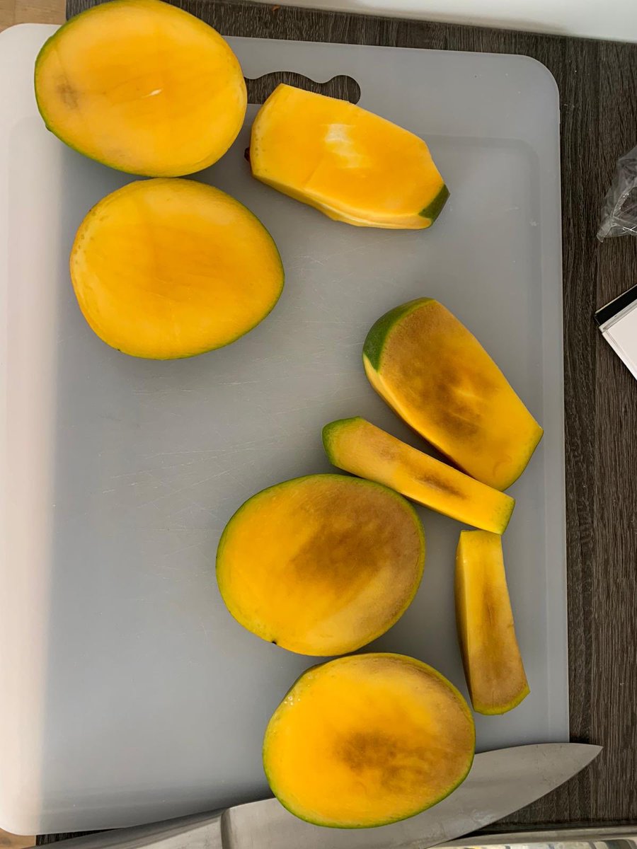 gregvears's tweet photo. @AldiUK purchased this 2 pack of mango yesterday (14/4/20) at your Crieff store in Scotland. Cut into one just now and it looks brown and not fresh, with still 2 days to go on sell by date. What do you suggest? https://t.co/CWYcVTOR77