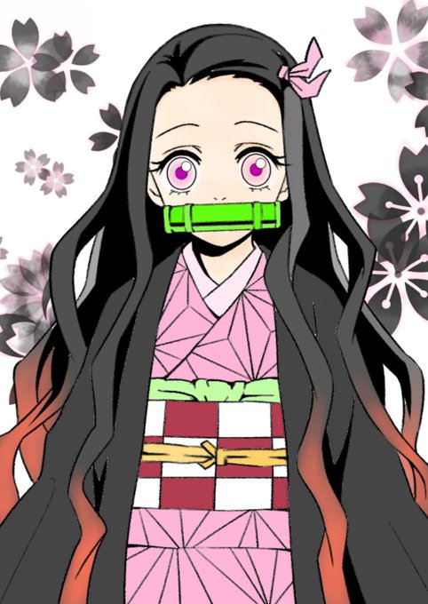 カモちゃんさんがTwitterに投稿した竈門禰豆子(鬼滅の刃)のイラスト。
