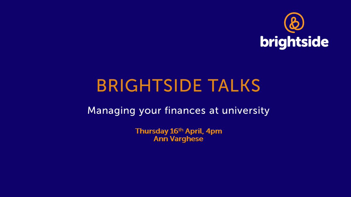 Bright_Tweets's tweet photo. Tomorrow Brightside volunteer Ann Varghese will facilitate a session on Managing Your Finances at University. A must listen for those considering higher education- please share with young people in your networks! https://t.co/XgMQUktAUo
#DigitalOutreach https://t.co/4zaBLHUzXn