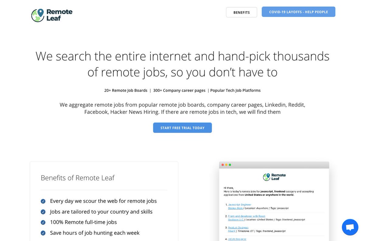 2/ Check remote job boards like  http://remoteleaf.com  or  http://remoteok.io .