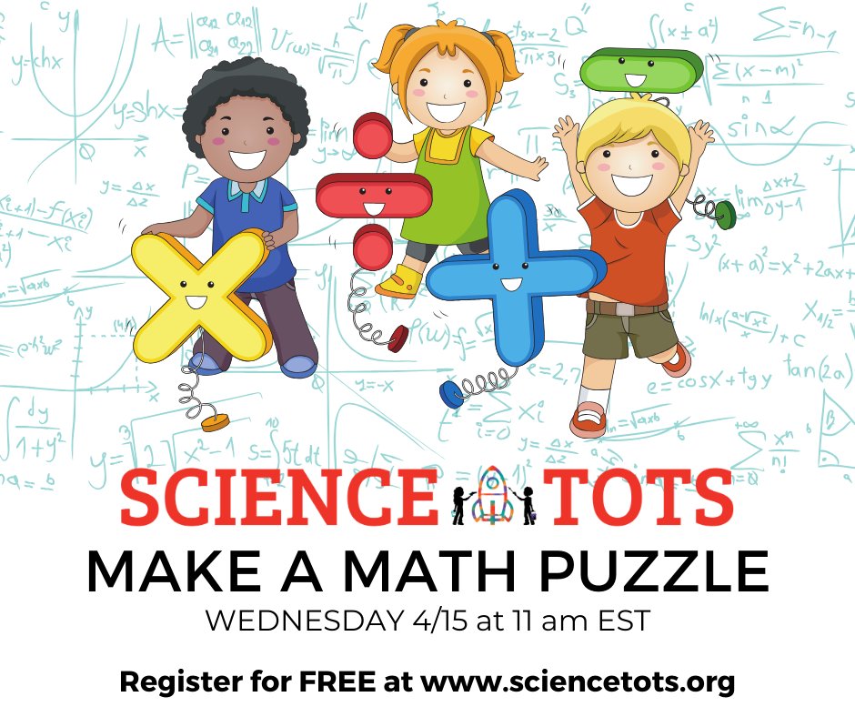 sciencetots's tweet photo. Rise and shine #ScienceTots!
Our #STEM activity for this morning is going to be mathtastic! Join us at 11 am EST in making our own #math #puzzles that will keep the fun going long after our lesson ends!
Register for FREE at https://t.co/7ntODRKT9z https://t.co/SSH2WEdIhC
