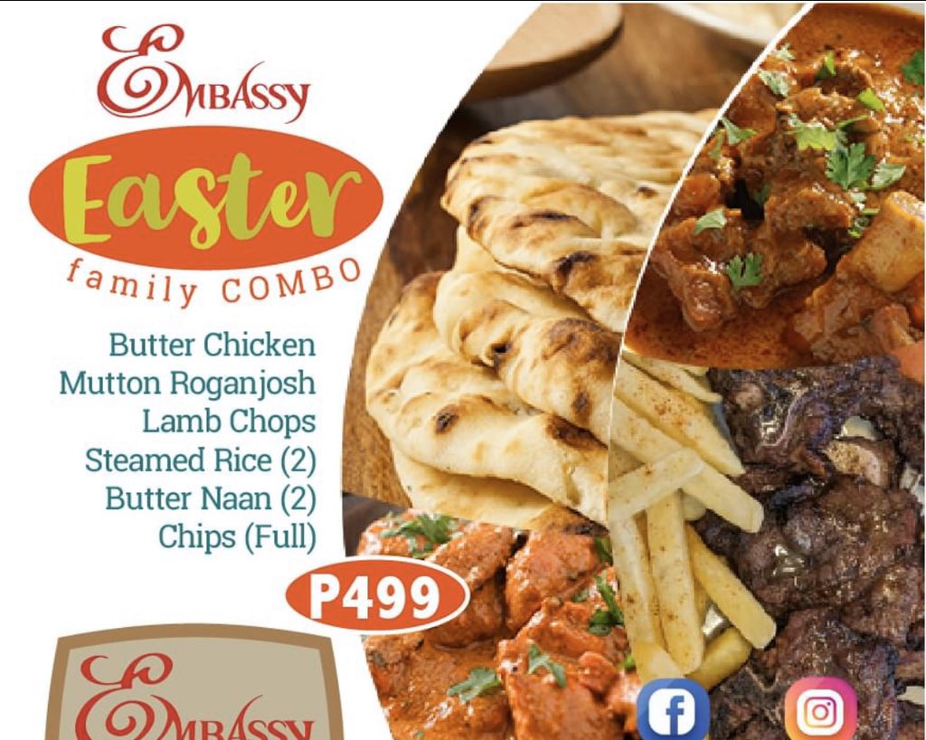 Also if you are feeling like having Indian food, check out embassy . Call 3187759 or 72894290. Minimum P350 order for free delivery