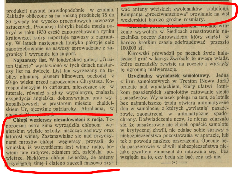 JedrzejTomczak's tweet image. To be perfectly accurate - the original news is indeed from a 1929 Polish paper but actually refers to Hungarian peasants. 

The image I posted before was doctored and left -out the Hungarian part. 

Original source (bottom of the 1st page:) polona.pl/item/gazeta-ci… 

#BeAccurate