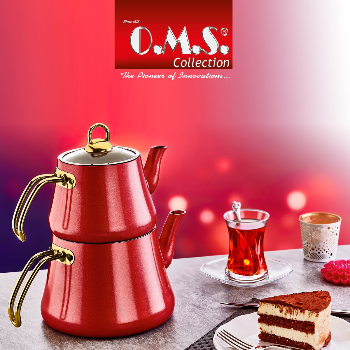 omscollection's tweet photo. Kırmızı ve goldun kusursuz uyumunu, granit iç yüzey ile sunan Elegant Granit Çaydanlık! #omscollection https://t.co/x501L4cG3F